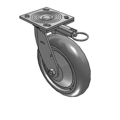 4 Series 2 Inch Wide Top Plate Swivel Caster with 8 x 2 Performa Rubber (Round) Wheel