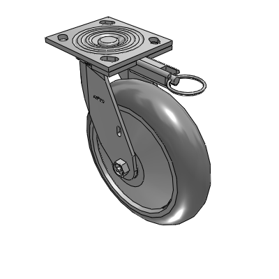 4 Series 2 Inch Wide Top Plate Swivel Caster with 8 x 2 Performa Rubber (Round) Wheel