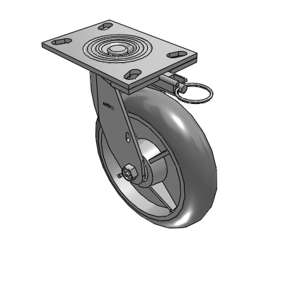 4 Series 2 Inch Wide Top Plate Swivel Caster with 8 x 2 Performa Rubber (Round) Wheel