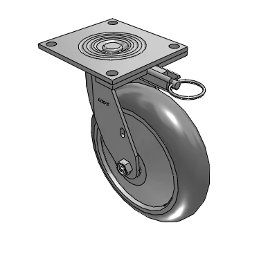 4 Series 2 Inch Wide Top Plate Swivel Caster with 8 x 2 Performa Rubber (Round) Wheel