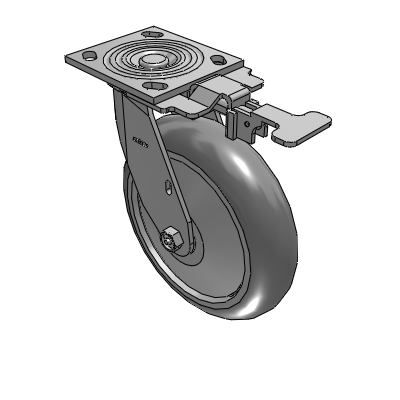 4 Series 2 Inch Wide Top Plate Swivel Caster with 8 x 2 Performa Rubber (Round) Wheel