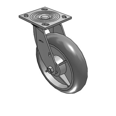4 Series 2 Inch Wide Top Plate Swivel Caster with 8 x 2 Performa Rubber (Round) Wheel
