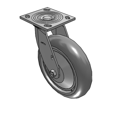4 Series 2 Inch Wide Top Plate Swivel Caster with 8 x 2 Performa Rubber (Round) Wheel