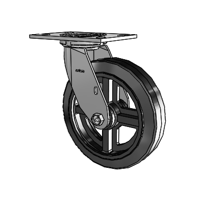 4 Series 2 Inch Wide Top Plate Swivel Caster with 8 x 2 MR - Moldon Rubber (Cast Iron Core) Wheel