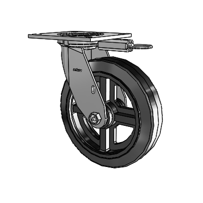 4 Series 2 Inch Wide Top Plate Swivel Caster with 8 x 2 MR - Moldon Rubber (Cast Iron Core) Wheel
