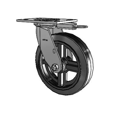 4 Series 2 Inch Wide Top Plate Swivel Caster with 8 x 2 MR - Moldon Rubber (Cast Iron Core) Wheel