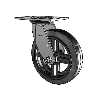 4 Series 2 Inch Wide Top Plate Swivel Caster with 8 x 2 MR - Moldon Rubber (Cast Iron Core) Wheel