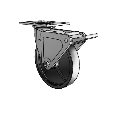 4 Series 1 1/2" Casters Top Plate Swivel Zinc with 8 x 1.5 Polyolefin Wheel and Tech Lock Brake