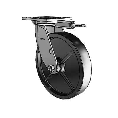 4 roulettes de la série 1 de 1 1/2", à plaque supérieure pivotante en zinc, avec roue en polyoléfine de 8 x 1,5