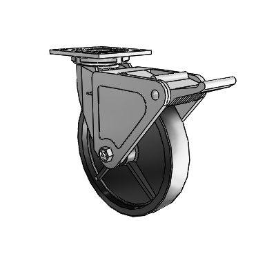4 Series 1 1/2" Casters Top Plate Swivel Zinc with 8 x 1.5 Polyolefin Wheel and Tech Lock Brake