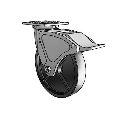 4 Series 1 1/2" Casters Top Plate Swivel Zinc with 8 x 1.5 Polyolefin Wheel and Total Lock Brake