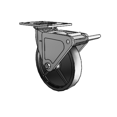 4 Series 1 1/2" Casters Top Plate Swivel Zinc with 8 x 1.5 Polyolefin Wheel and Tech Lock Brake