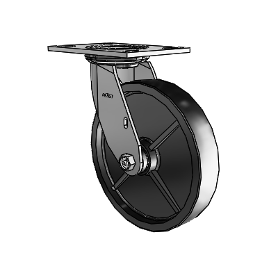 4 roulettes de la série 1 de 1 1/2", à plaque supérieure pivotante en zinc, avec roue en polyoléfine de 8 x 1,5