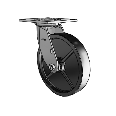 4 roulettes de la série 1 de 1 1/2", à plaque supérieure pivotante en zinc, avec roue en polyoléfine de 8 x 1,5
