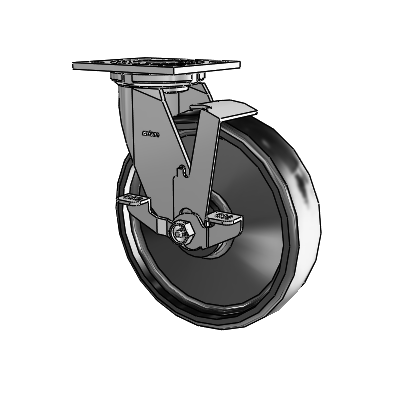 4 Series 2 Inch Wide Top Plate Swivel Caster with 8 x 2 Endura Solid Elastomer Wheel and Top Lock Brake