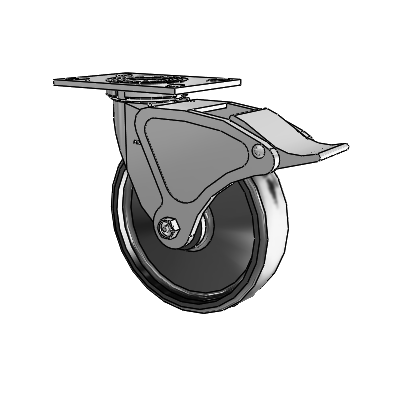 4 Series 2 Inch Wide Top Plate Swivel Caster with 8 x 2 Endura Solid Elastomer Wheel and Total Lock Brake