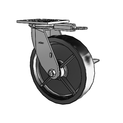 4 Series 2 Inch Wide Top Plate Swivel Caster with 8 x 2 Polyolefin Wheel and Side Lock Brake