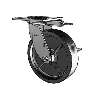 4 Series 2 Inch Wide Top Plate Swivel Caster with 8 x 2 Polyolefin Wheel and Side Lock Brake