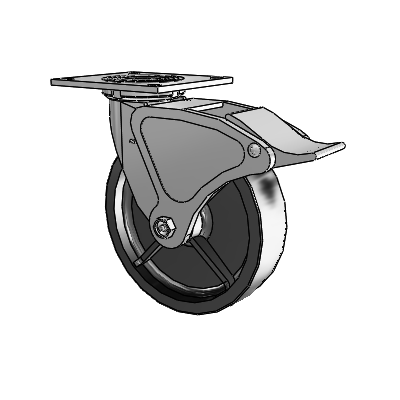 4 Series 2 Inch Wide Top Plate Swivel Caster with 8 x 2 Polyolefin Wheel and Total Lock Brake
