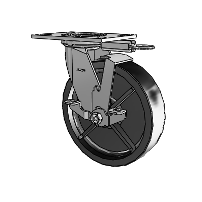 4 Series 2 Inch Wide Top Plate Swivel Caster with 8 x 2 Polyolefin Wheel and Top Lock Brake