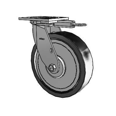 Roulette pivotante de la série 4 avec plaque supérieure de 2 pouces de large et roue en polyoléfine de 8 x 2