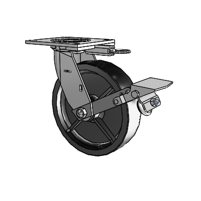 4 Series 2 Inch Wide Top Plate Swivel Caster with 8 x 2 Polyolefin Wheel and Tread Lock Brake
