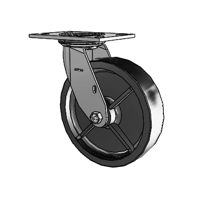 Roulette pivotante de la série 4 avec plaque supérieure de 2 pouces de large et roue en polyoléfine de 8 x 2