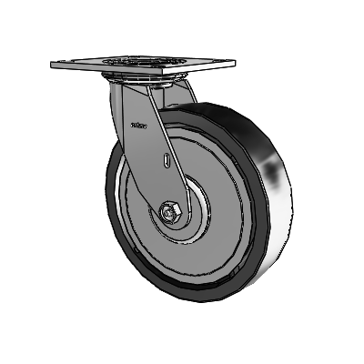 Roulette pivotante de la série 4 avec plaque supérieure de 2 pouces de large et roue en polyoléfine de 8 x 2