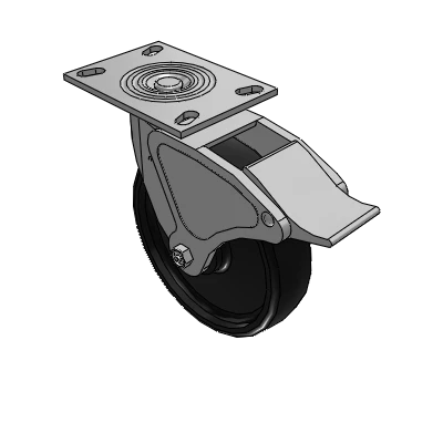 4 Series 2 Inch Wide Top Plate Swivel Caster with 8 x 2 Endura Solid Elastomer Wheel and Total Lock Brake