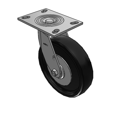 4 Series 2 Inch Wide Top Plate Swivel Caster with 8 x 2 Endura Solid Elastomer Wheel