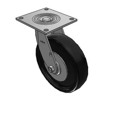 Roulette pivotante de la série 4, à plaque supérieure de 2 pouces de large, équipée d'une roue en élastomère plein Endura de 8 x 2