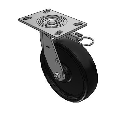 4 Series 2 Inch Wide Top Plate Swivel Caster with 8 x 2 Endura Solid Elastomer Wheel