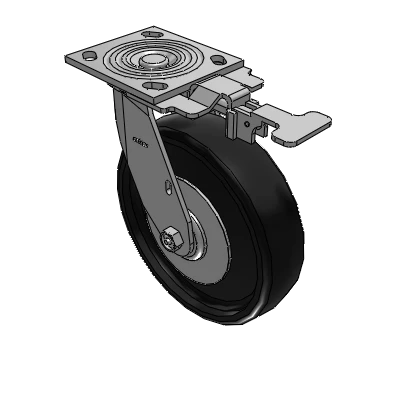 4 Series 2 Inch Wide Top Plate Swivel Caster with 8 x 2 Endura Solid Elastomer Wheel