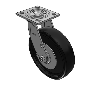 4 Series 2 Inch Wide Top Plate Swivel Caster with 8 x 2 Endura Solid Elastomer Wheel