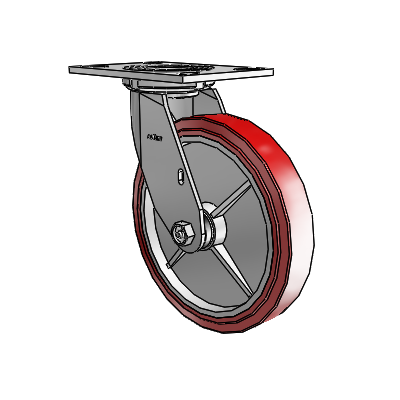 4 Series 1 1/2" Casters Top Plate Swivel Zinc with 8 x 1.5 Polyurethane HI-TECH Wheel