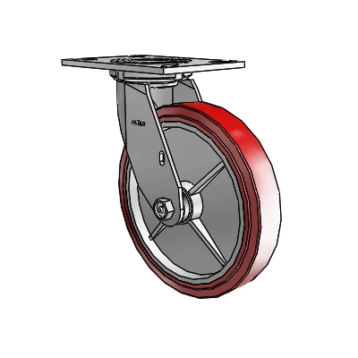 4 Series 1 1/2" Casters Top Plate Swivel Zinc with 8 x 1.5 Polyurethane HI-TECH Wheel