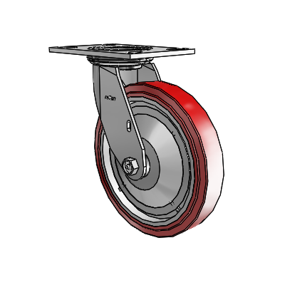 4 Series 1 1/2" Casters Top Plate Swivel Zinc with 8 x 1.5 Polyurethane HI-TECH Wheel