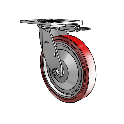 4 Series 1 1/2" Casters Top Plate Swivel Zinc with 8 x 1.5 Polyurethane HI-TECH Wheel