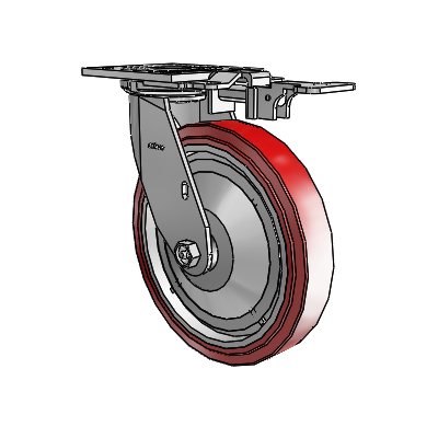4 Series 1 1/2" Casters Top Plate Swivel Zinc with 8 x 1.5 Polyurethane HI-TECH Wheel