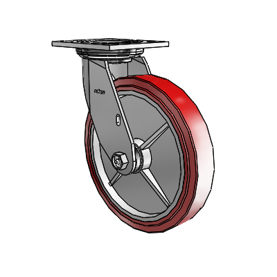 4 Series 1 1/2" Casters Top Plate Swivel Zinc with 8 x 1.5 Polyurethane HI-TECH Wheel