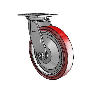 4 Series 1 1/2" Casters Top Plate Swivel Zinc with 8 x 1.5 Polyurethane HI-TECH Wheel
