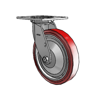 4 Series 1 1/2" Casters Top Plate Swivel Zinc with 8 x 1.5 Polyurethane HI-TECH Wheel