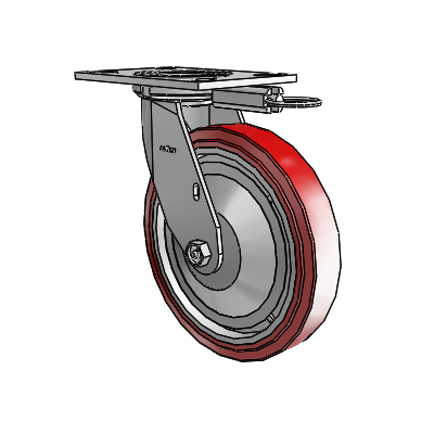 4 Series 1 1/2" Casters Top Plate Swivel Zinc with 8 x 1.5 Polyurethane HI-TECH Wheel
