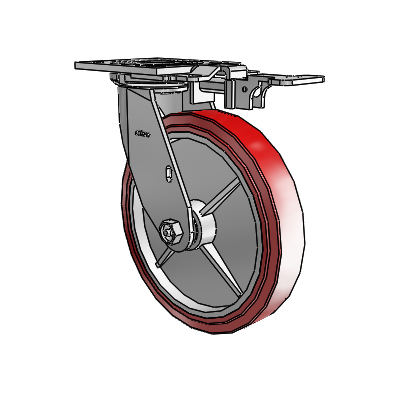 4 Series 1 1/2" Casters Top Plate Swivel Zinc with 8 x 1.5 Polyurethane HI-TECH Wheel