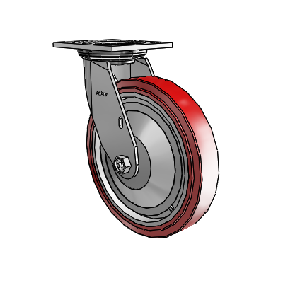 4 Series 1 1/2" Casters Top Plate Swivel Zinc with 8 x 1.5 Polyurethane HI-TECH Wheel