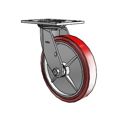 4 Series 1 1/2" Casters Top Plate Swivel Zinc with 8 x 1.5 Polyurethane HI-TECH Wheel