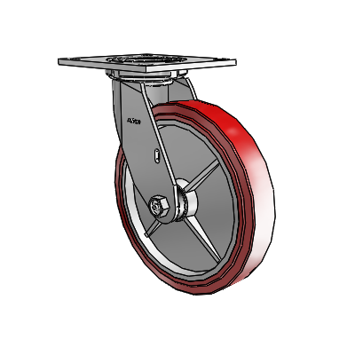 4 Series 1 1/2" Casters Top Plate Swivel Zinc with 8 x 1.5 Polyurethane HI-TECH Wheel