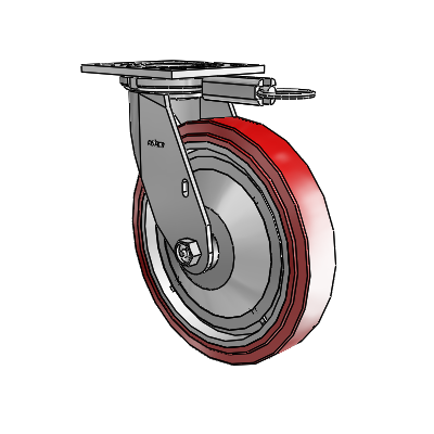 4 Series 1 1/2" Casters Top Plate Swivel Zinc with 8 x 1.5 Polyurethane HI-TECH Wheel