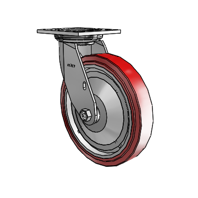 4 Series 1 1/2" Casters Top Plate Swivel Zinc with 8 x 1.5 Polyurethane HI-TECH Wheel