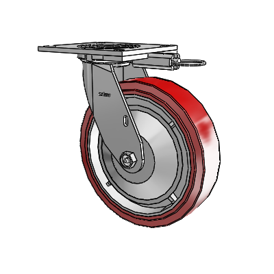 4 Series 2 Inch Wide Top Plate Swivel Caster with 8 x 2 Polyurethane HI-TECH Wheel
